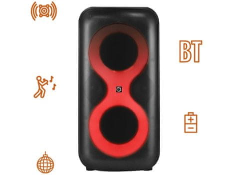 SPK0401B100 ERIS prenosni karaoke zvočnik, Bluetooth 5.3, 100W, RGB LED, črn, priložen mikrofon in daljinec