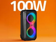 Manta SPK0401B100 ERIS prijenosni karaoke zvučnik, Bluetooth 5.3, 100W, RGB LED, crni, mikrofon i daljinski upravljač uključeni