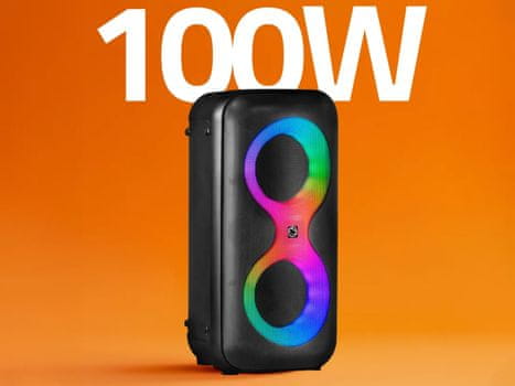 SPK0401B100 ERIS prenosni karaoke zvočnik, Bluetooth 5.3, 100W, RGB LED, črn, priložen mikrofon in daljinec