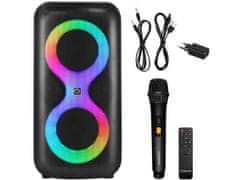 Manta SPK0401B100 ERIS prijenosni karaoke zvučnik, Bluetooth 5.3, 100W, RGB LED, crni, mikrofon i daljinski upravljač uključeni