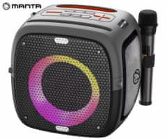 Manta SPK340 ARES prijenosni Boombox zvučnik, Bluetooth, 100 W, RGB LED, IPX5, mikrofon uključen, crni