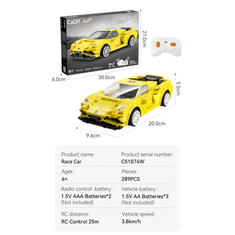 Cada EVO trkaći automobil, daljinski upravljač, žuti (C51074W)
