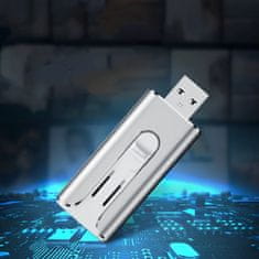 VYZIO® 3-u-1 brzi USB memorijski stick 128 GB Micro USB, Lightning i USB-C | DATAFLEX, srebrna