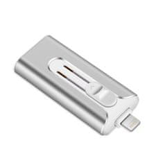 VYZIO® 3-u-1 brzi USB memorijski stick 128 GB Micro USB, Lightning i USB-C | DATAFLEX, srebrna