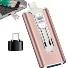 VYZIO® 3-u-1 brzi USB memorijski stick 128 GB Micro USB, Lightning i USB-C | DATAFLEX, roza