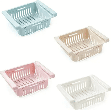 HOME & MARKER® Izvlačna polica za hladnjak, set 4 kom, organizator i spremnik za hranu, plastična ladica | FRIGIBOX