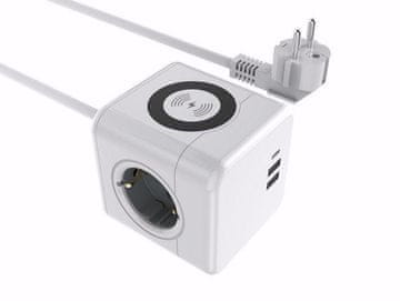 MicroConnect Razdjelnik PowerCube, 3 utičnice bežično, 2 USB-A, 1 USB-C, 1,5m, bijela