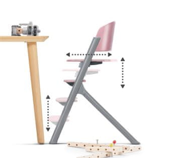 Kinderkraft Livy 3u1 dječja blagovaonska stolica, ružičasto-siva