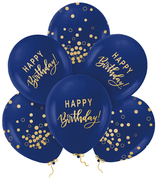PartyPal Baloni Happy Birthday Rođendan Granatni Zlatni x6