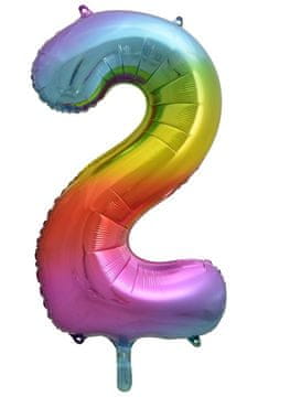 GoDan Balon foliowy Cyfra 2 tęczowa 85 cm