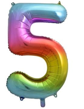 GoDan Folijski balon s brojem 5, duginih boja, 85 cm