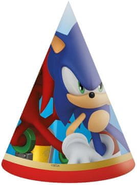 Procos SONIC Sega Jež Papirnate Kape Za Rođendan 6 Kom.