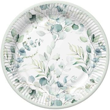 Papirnati tanjurići EUKALIPTUS boho 23 cm, 8 kom.