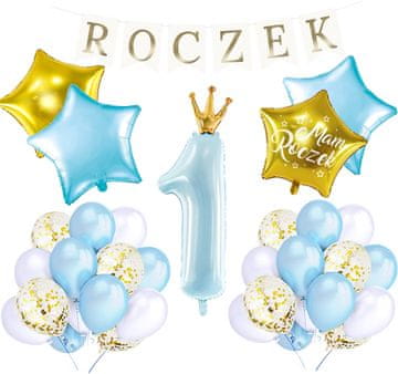 Zestaw na Roczek balony baner Niebieski 1 kpl.