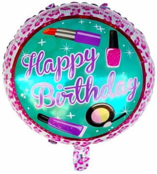 Balon od folije Happy Birthday kozmetika 18cala 1kom