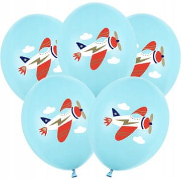PartyDeco Baloni 30 cm, avion, pastelno svijetloplava 5 kom.