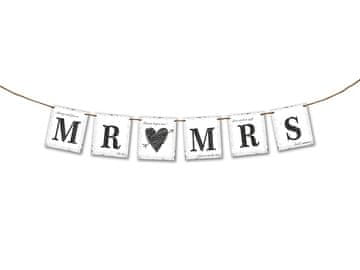 PartyDeco Baner MR MRS, 77 cm, 1 kom.