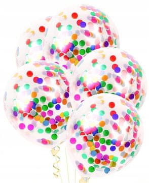 PartyPal Balony Krystal z kolorowym konfetti, 5 szt.