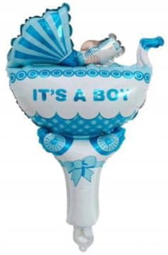 Folijski balon kolica plava za baby shower, 50x30cm