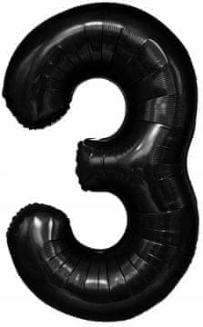 GoDan Balon foliowy cyfra 3 TRZY czarny 100 cm