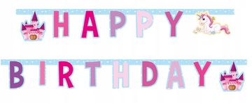 Baner girlanda happy birthday jednorog, 1 kom.