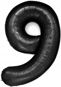 PartyPal Balon folijski broj 9 crni 100 cm