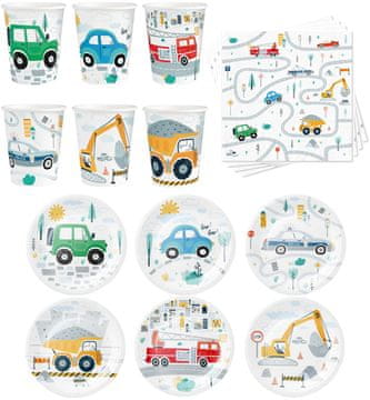 Set tanjura, šalica, salveta, AUTOMOBILI