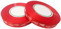 AKCES Satenska vrpca s printom, crvena, božićna, 12 mm x26y