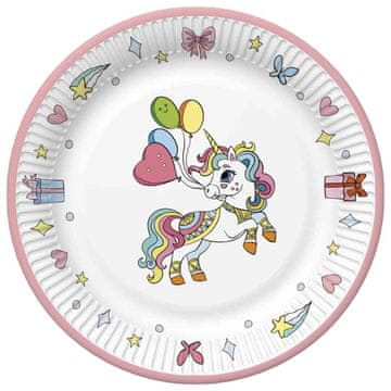 Talerzyki jednorog Unicorn rođendan 18cm 8kom.