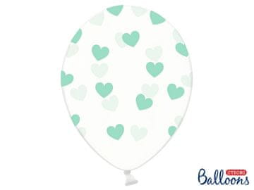 PartyDeco Baloni prozirni u Srca menta 30cm 1kom