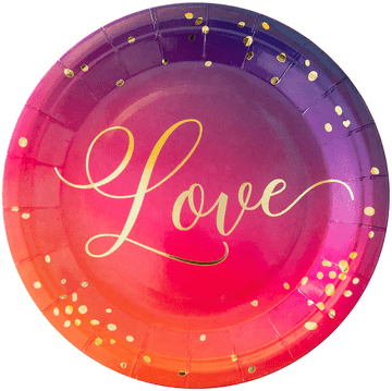 PartyPal Papirnati tanjurići LOVE, ružičasti, Valentinovo, 18cm x6