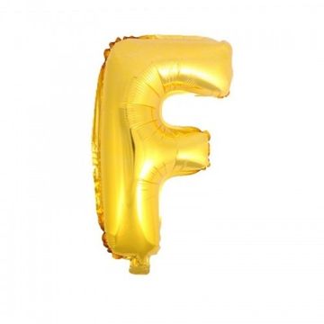 Foil balon, slovo F, zlatni, 45 cm, 1 kom.
