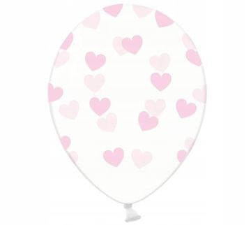 Balony przezroczyste w Serduszka j. róż 30cm 1szt