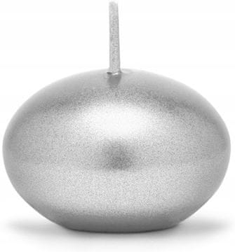 PartyDeco Plivajuća svijeća, metalizirana, srebrna, 4 cm, 1 kom.