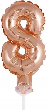 GoDan Folijski balon za tortu, broj 8, ružičasto zlato, 1 kom