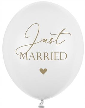 Balony Just Married, białe, 30 cm 1 szt.