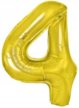 PartyPal Balon foliowy cyfra CZTERY 4, złoty, 40 cm