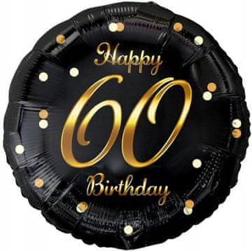 GoDan Folijski balon 60. rođendan šezdesetica Happy Birthday crni i zlatni 45cm