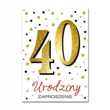 Pozivnica sa šljokicama 40 godina, 1 komad.