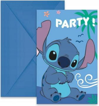 Procos Pozivnice s omotnicama STITCH i ANGEL Lilo Disney za rođendansku zabavu, 6 kom.
