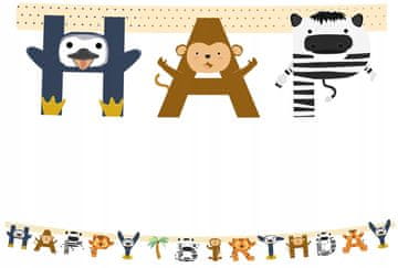 Procos Proslavna vrpca s natpisom Happy Birthday Safari životinje iz džungle za rođendan 200cm