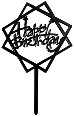 Topper dekoracija za tortu Happy Birthday, crna