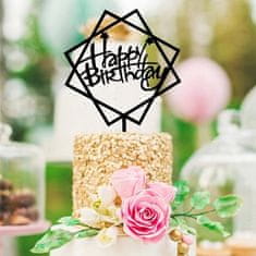 Topper dekoracija za tortu Happy Birthday, crna