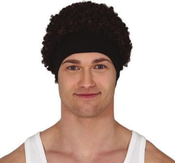 Guirca Afro perika smeđa, traka, lokne, disco kovrče, zabava