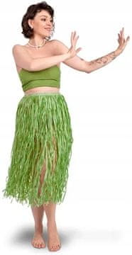 PartyDeco Suknja hula suknja odrafije zelena, Havaji Aloha karneval bal 77cm
