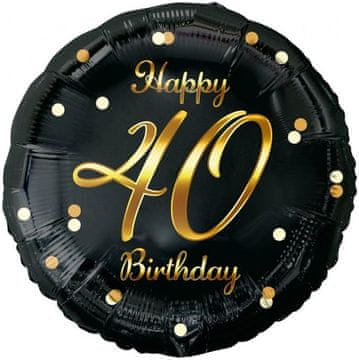 GoDan Balon Foliowy 40 URODZINY Czterdziestka Happy Birthday Czarny Złoty 45cm