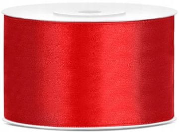 PartyDeco CRVENA satenska vrpca Ukrasna vjenčana vrpca 38 mm 25 m