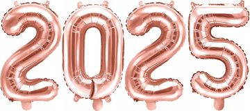 FOLIJA BALONI Broj 2025 RUŽIČASTI ZLATNI Novogodišnji maturalni balon 35cm