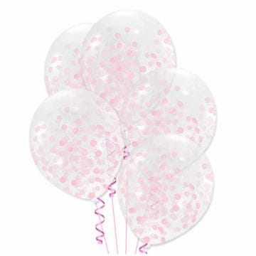 PartyPal Baloni s konfetima ružičasti veliki 30 cm, 5 kom.