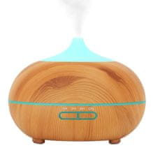BestDeals Aroma difuzor 400 ml | Ultrazvočni difuzor z LED svetlobo in daljincem – svetlo rjav lesni videz